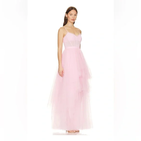 Pink Tiered Embellished Gown - Picture 2 of 6